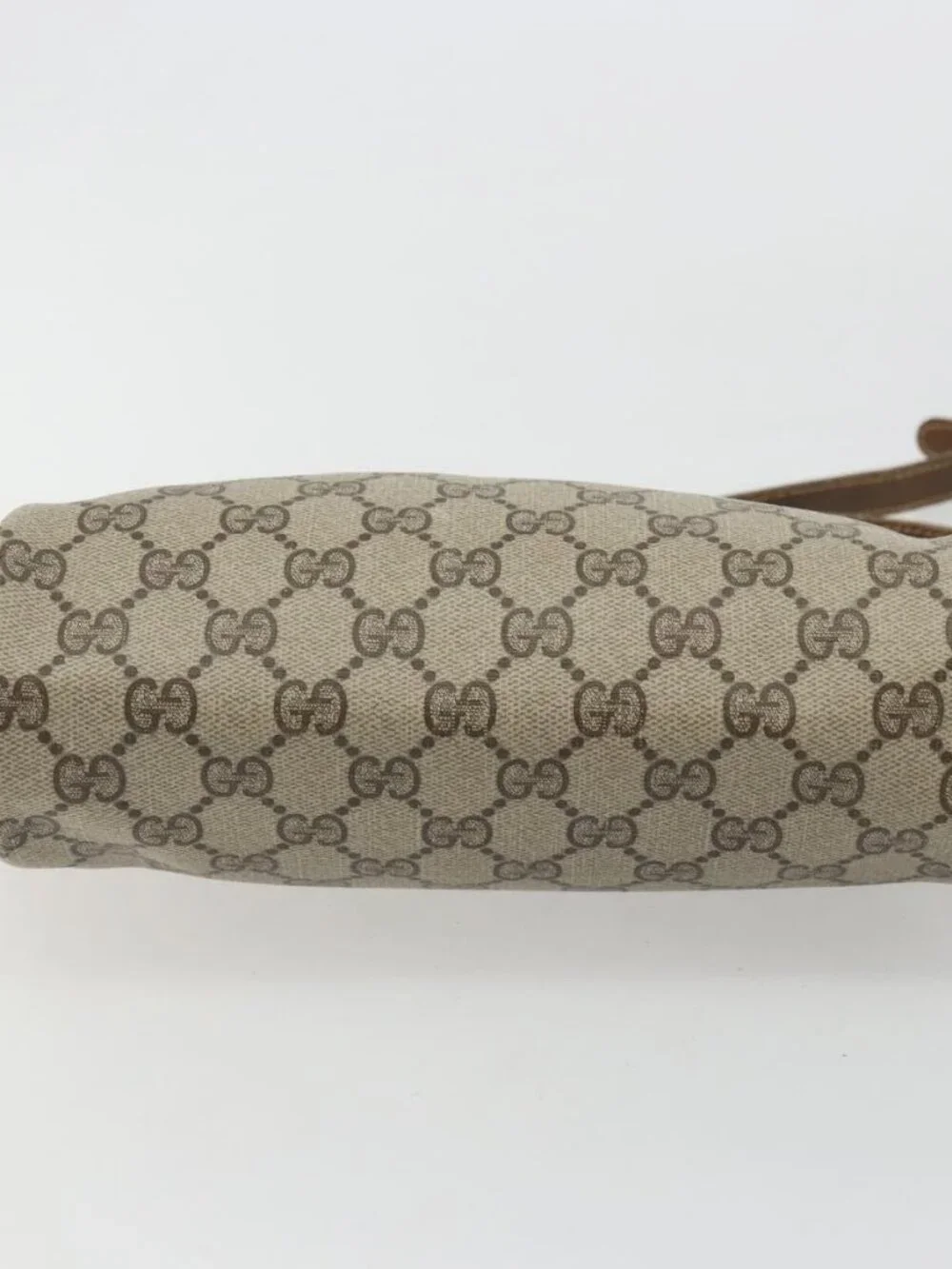 GUCCI GG Supreme Web Sherry Line Bag PVC Beige Gold 56 02 087 Auth BA12158